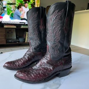 Lucchese Elgin Full Quill Ostrich Cowboy Boots 10D